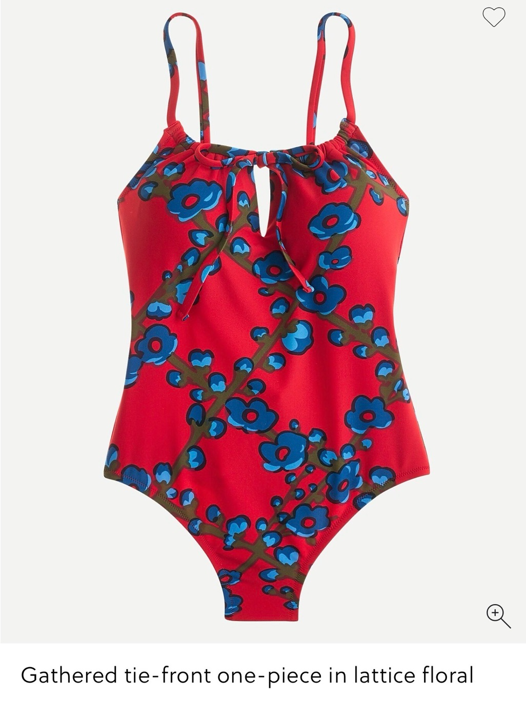 J.Crew Red One-Piece Swimsuit With Blue Floral Print Size 14 Guc